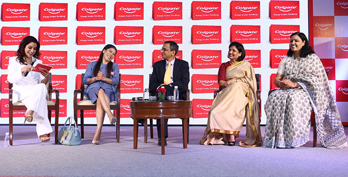 L-R: Ms Tisca Chopra, Ms Mary Kom, World No. 1 Boxing Champion, Mr. Rajeev Grover, ShikshaDaan advisor, Ms. Poonam Sharma, Head, CSR, Colgate Palmolive (India) Limited and Dr. Priyamvada Singh, Social Development professional